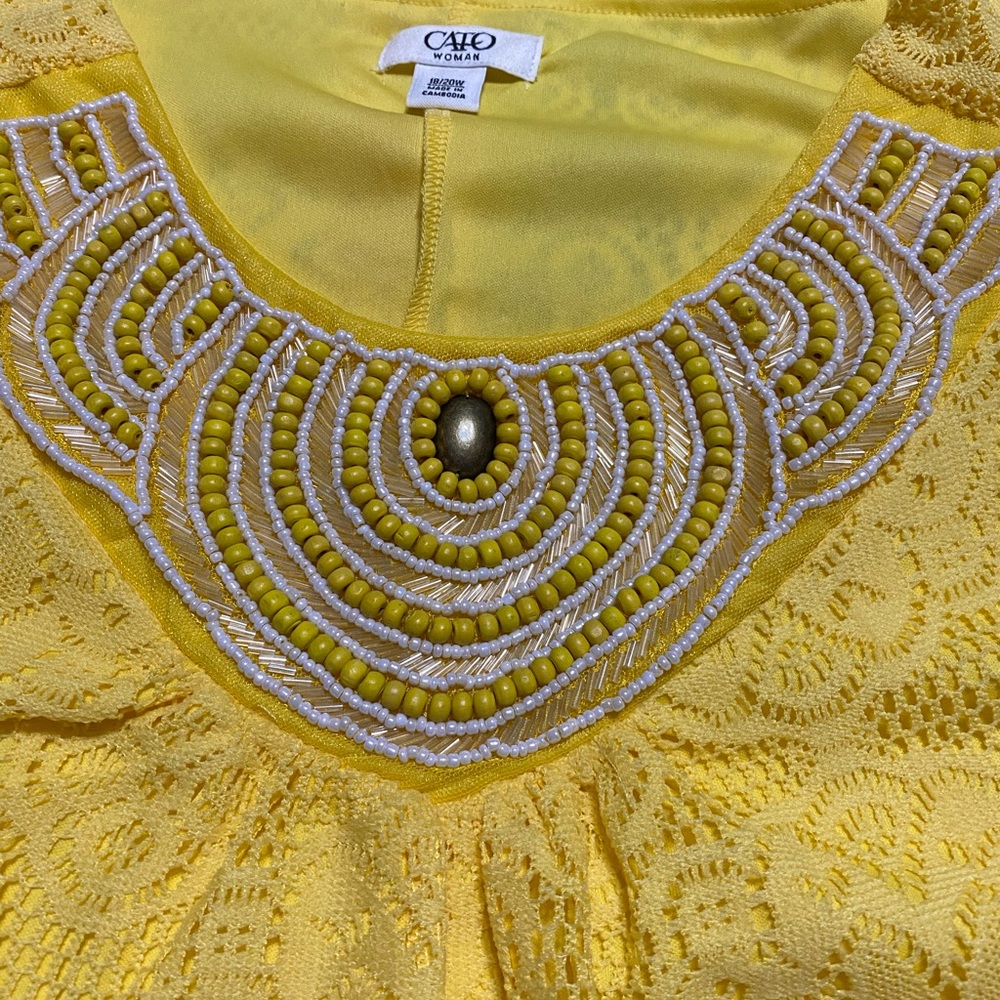 Cato yellow laced dress size 18/20W - Picture 4 of 6